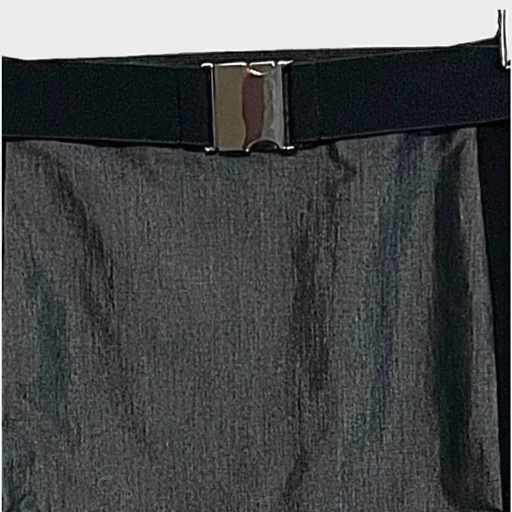 Bebe Black & Silver Stretchy Mini Skirt With Removable Elastic Belt Sz 8